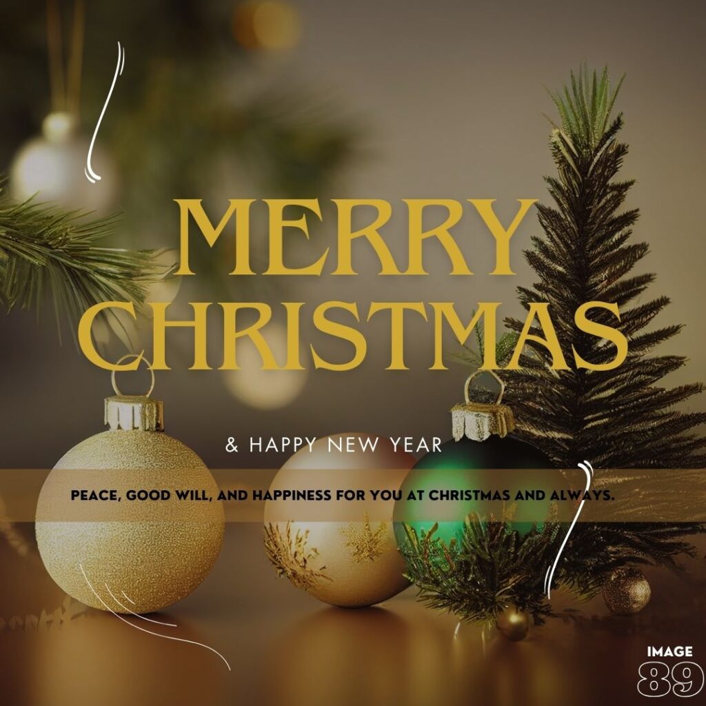 merry Christmas card wishes with beautiful background and christmas decorative items tree candles and one line beautiful wish