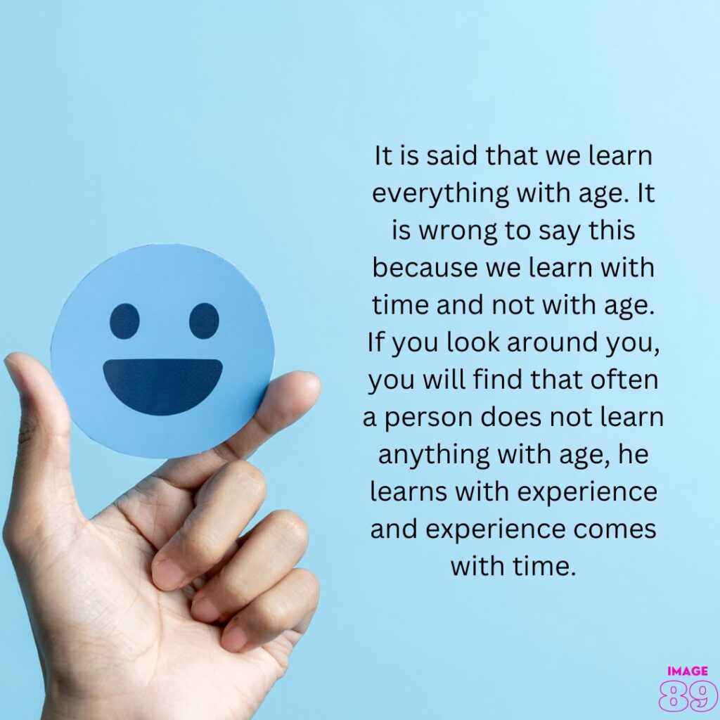 blue background with smile emoji image with 2-3 line positive quote