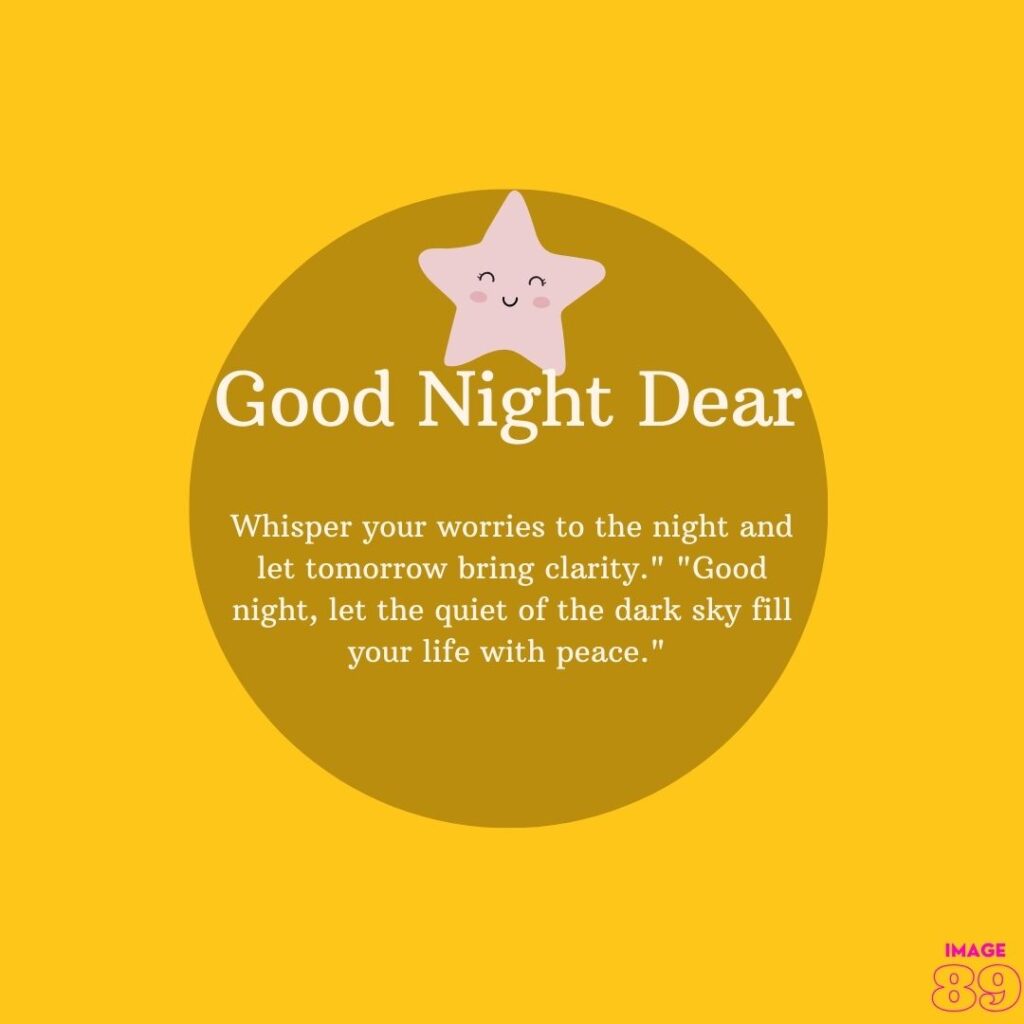 good night image with yellow background and a beautiful quote