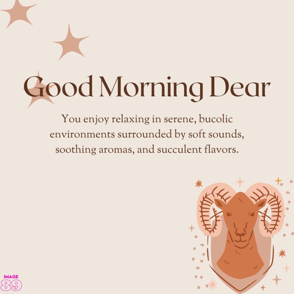 Good morning image of Taurus zodiac sign with some positive line with light colour background