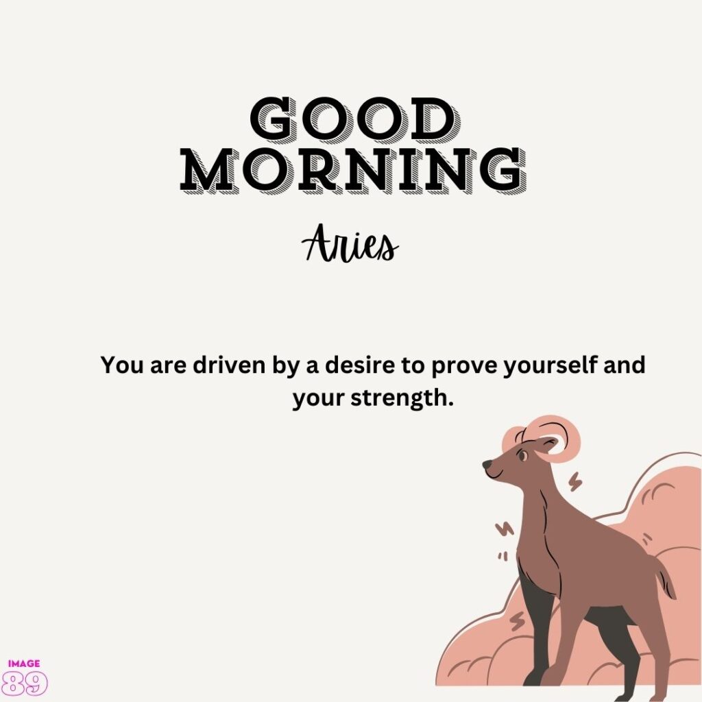 good morning image for Aries people with zodiac sign and a beautiful quote