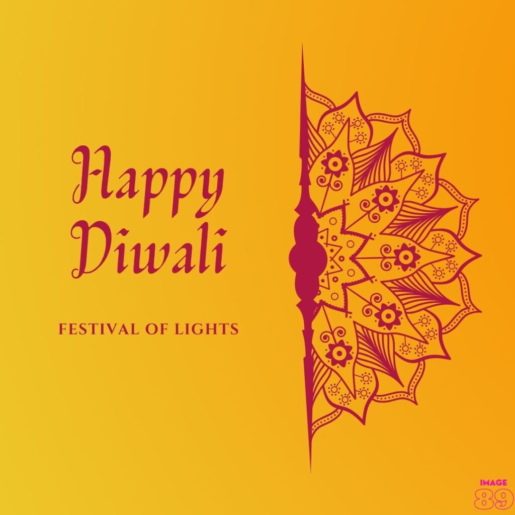 Happy diwali wish card or festivals of light wish card with yellow orange background