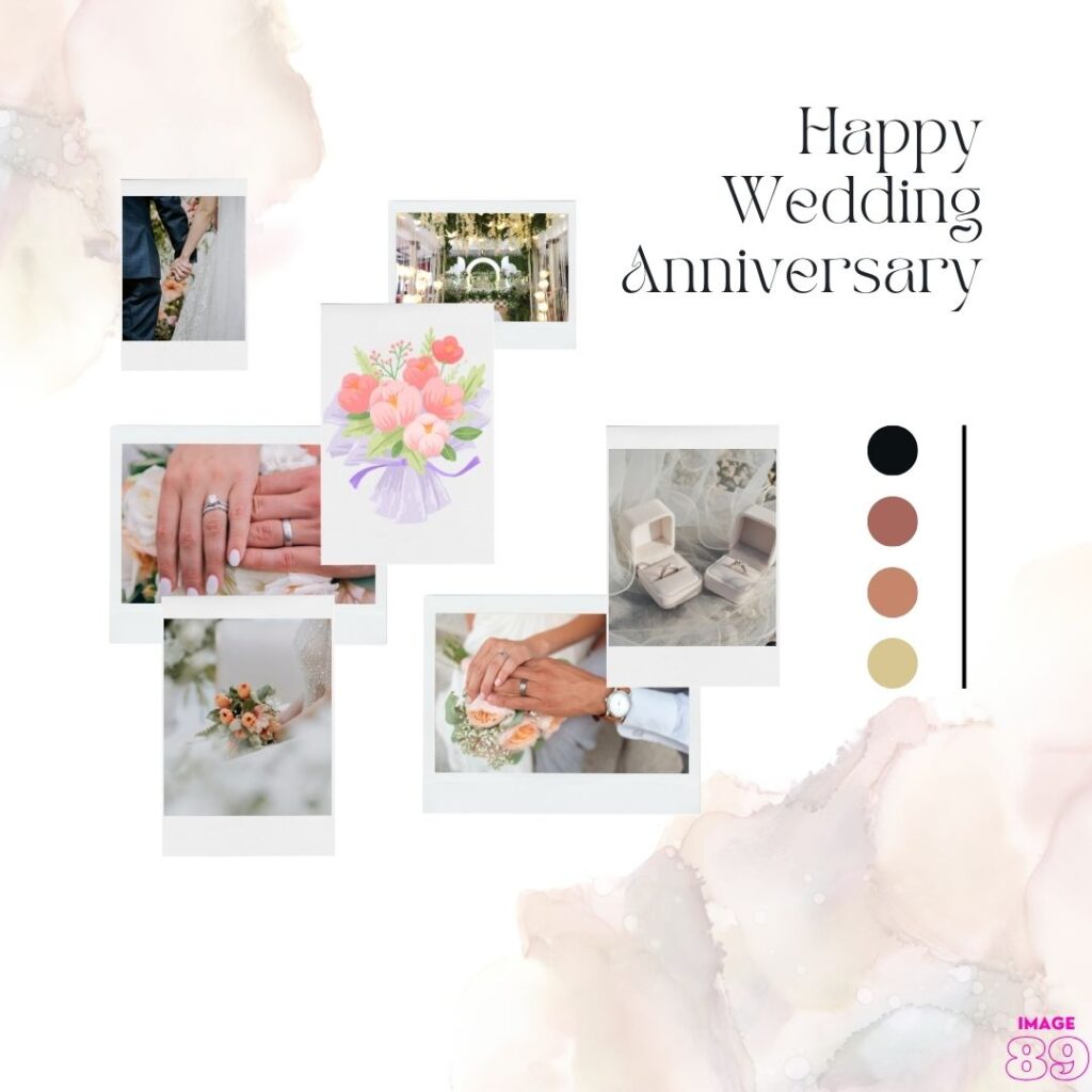 sweet and simple light purple pink colour background happy wedding anniversary image with beautiful moments photos