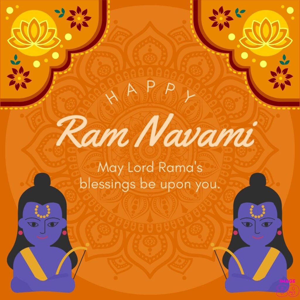 orange colour background Happy ramnavami wishes image