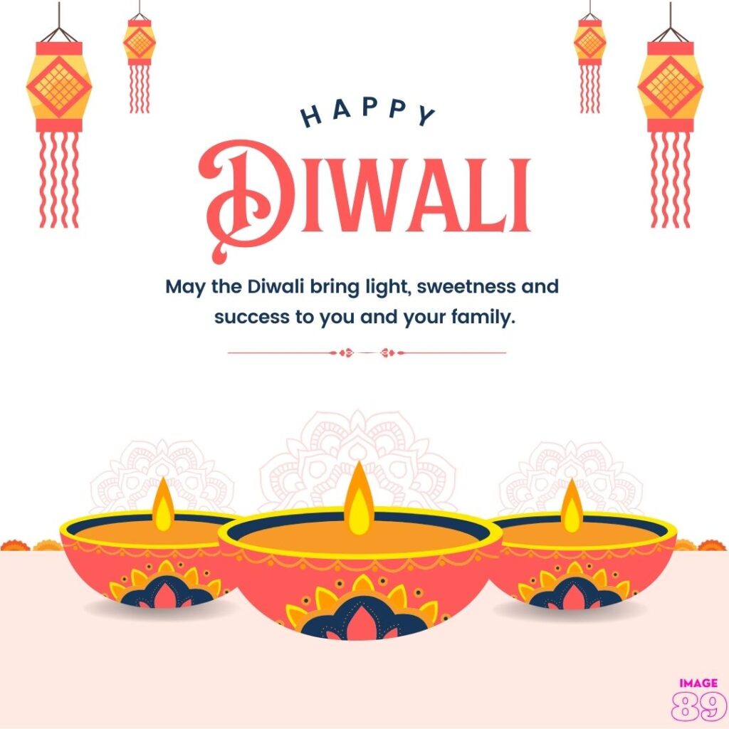 white background DECORATED WITH DIYAS AND LAMPS happy diwali wishes image