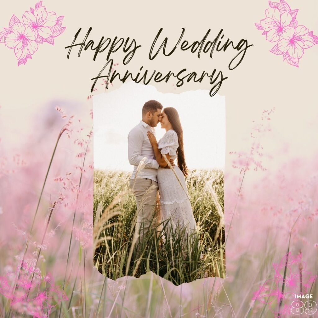 beautiful pink flowers background wedding anniversary image with a beautiful couple lovers