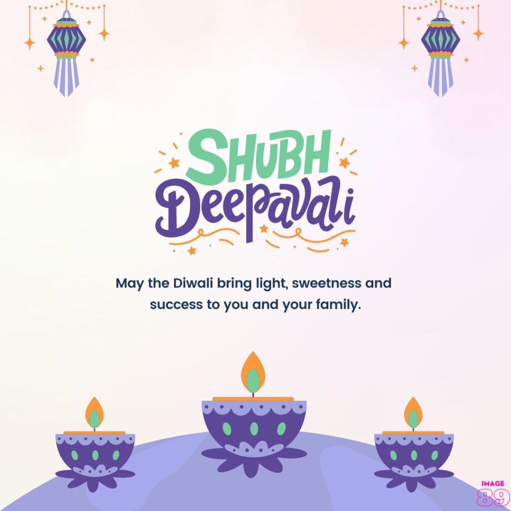 shubh deepawali wishes image with diyas decoration