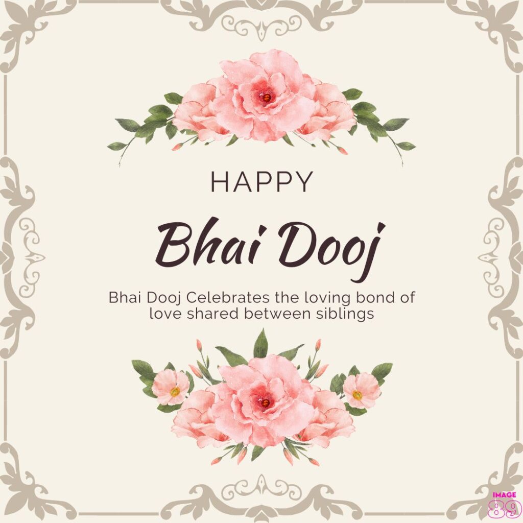 white flowers background Happy bhai dooj wishes card for siblings with beautiful wishes