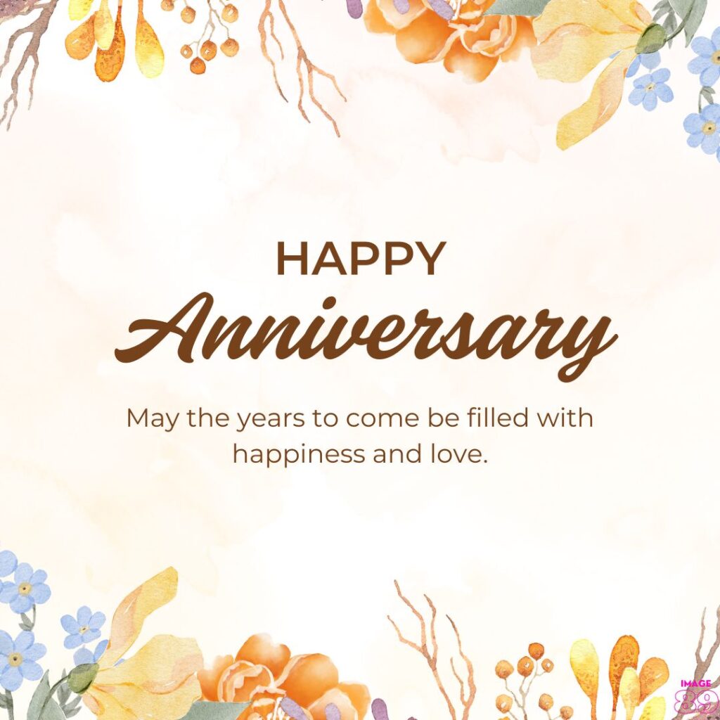 colourful flowers background Happy anniversary image with positive wishes