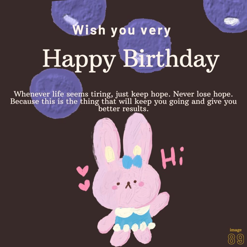 blue purple colour background happy birthday image with positive wishes for girls