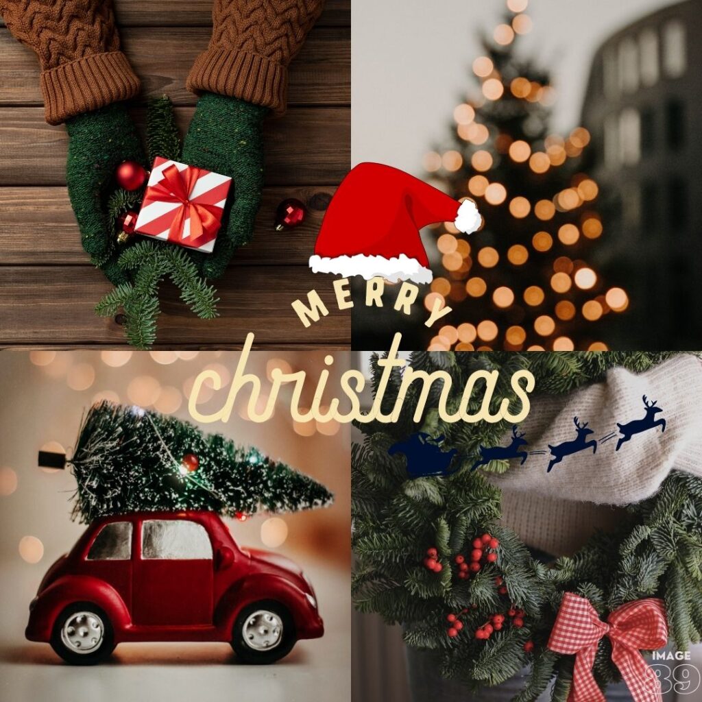 4 photos collarge merry christmas images wuth best wishes