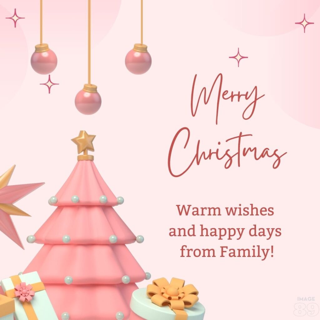 beautiful pink colour background with pink christmas tree merry christmas image with family wishes lines