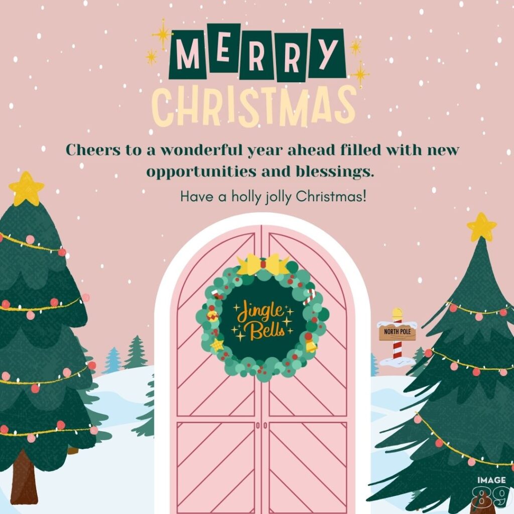 merry christmas image with holly jolly christmas wishes pink background with jingle bells welcome gate