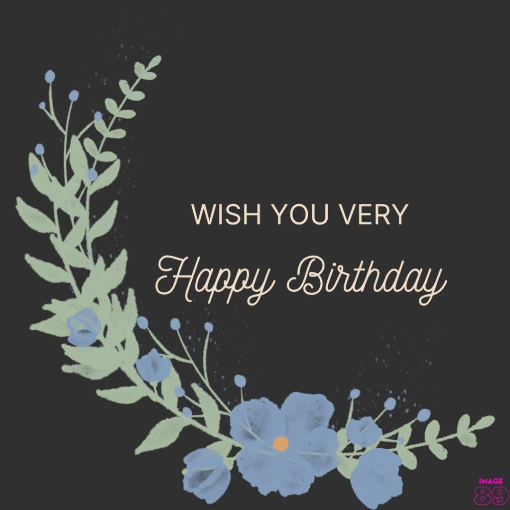 black background blue flower decor happy birthday card for boys