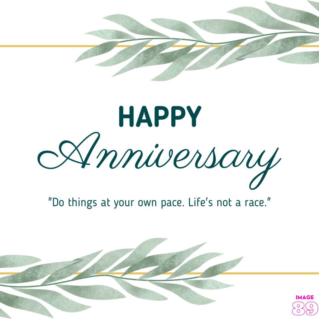 sweet and simple white-green happy anniversary wishing card