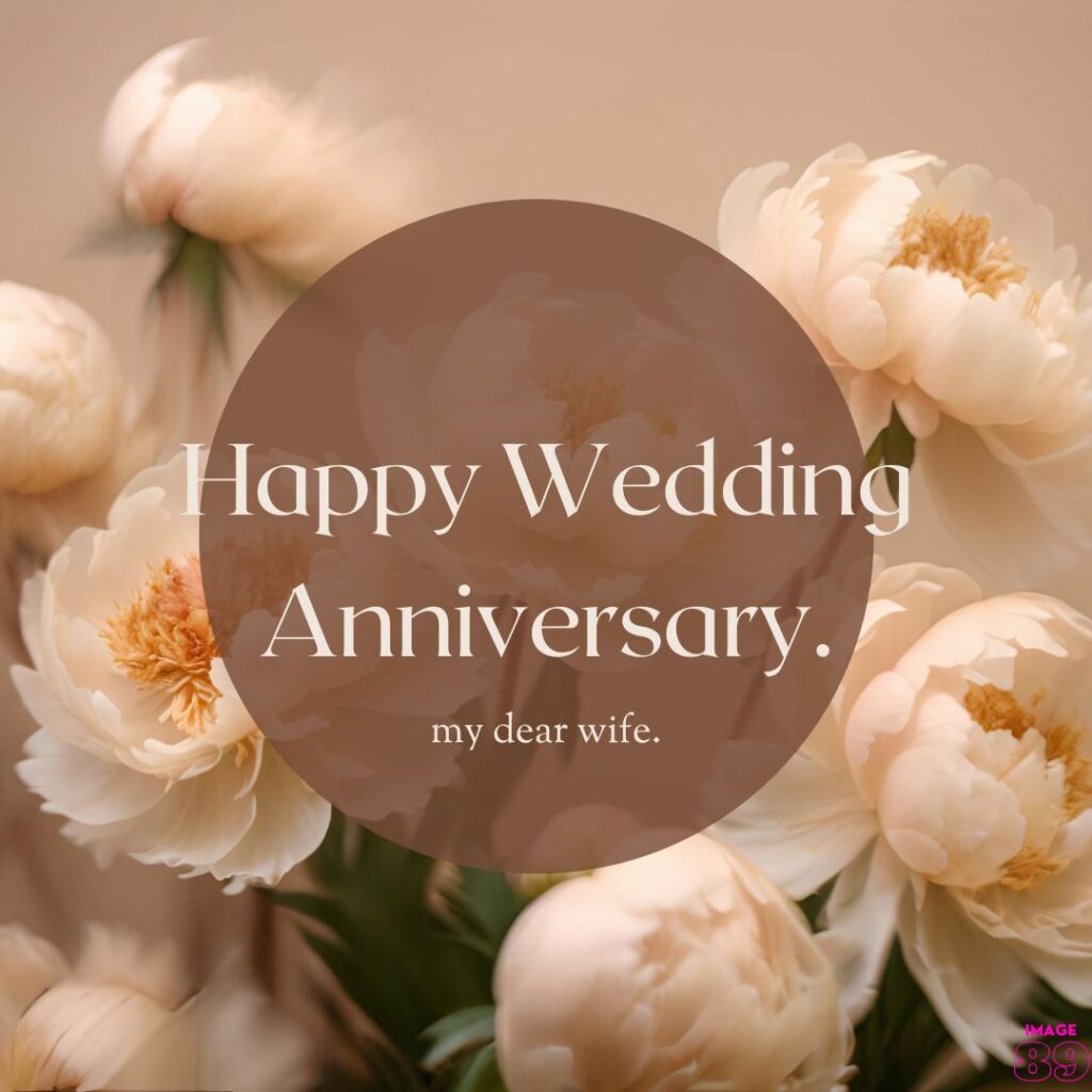 beautiful happy wedding anniversary my wife image with flowers background.
