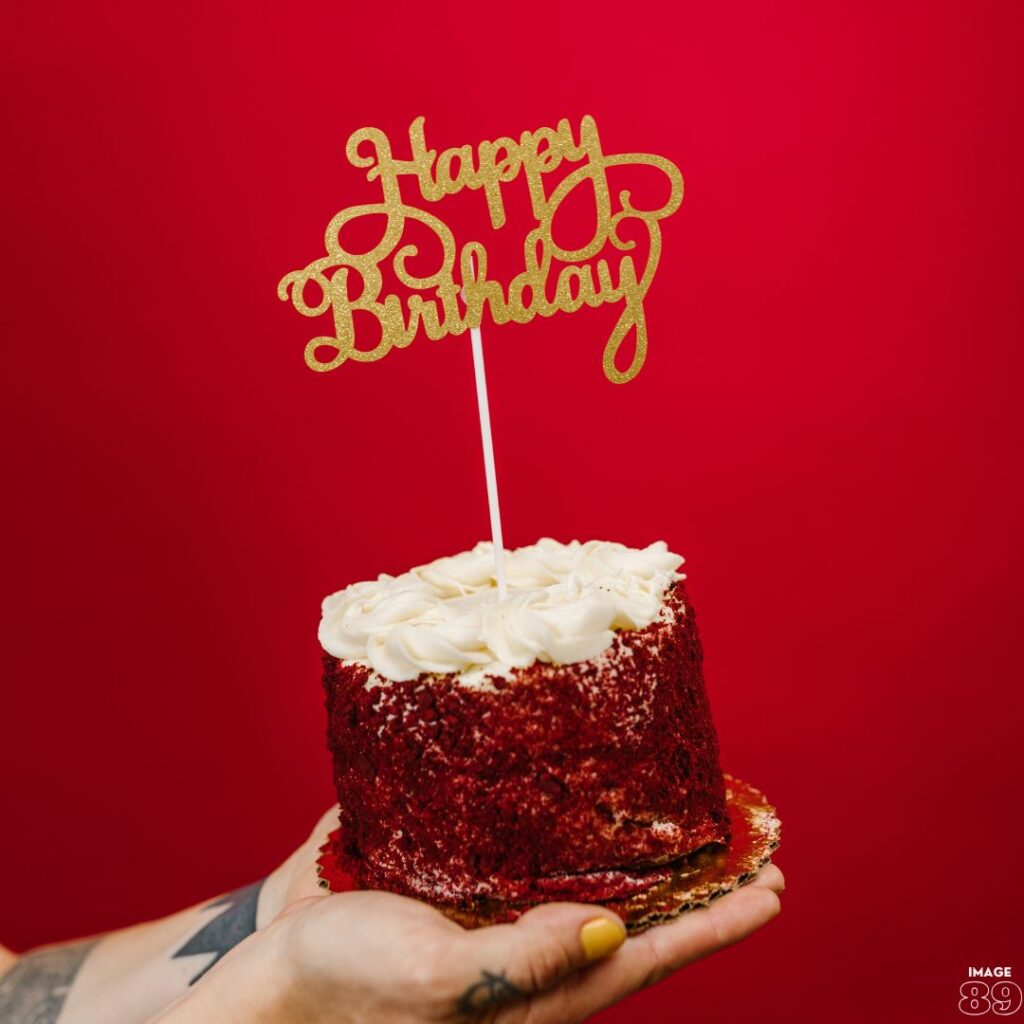 beautiful red background with a cake happy birthday image