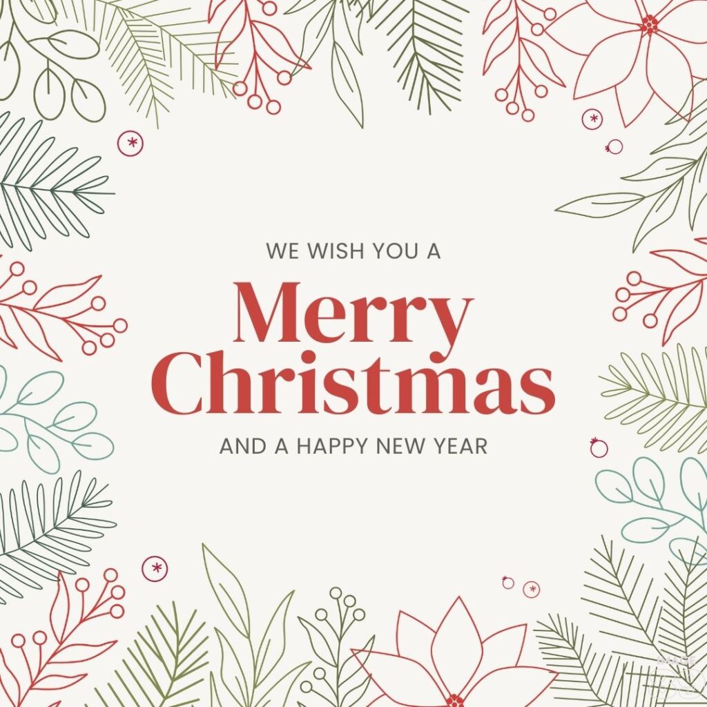 Merry christmas and happy new year card simple and sober for family and office staff