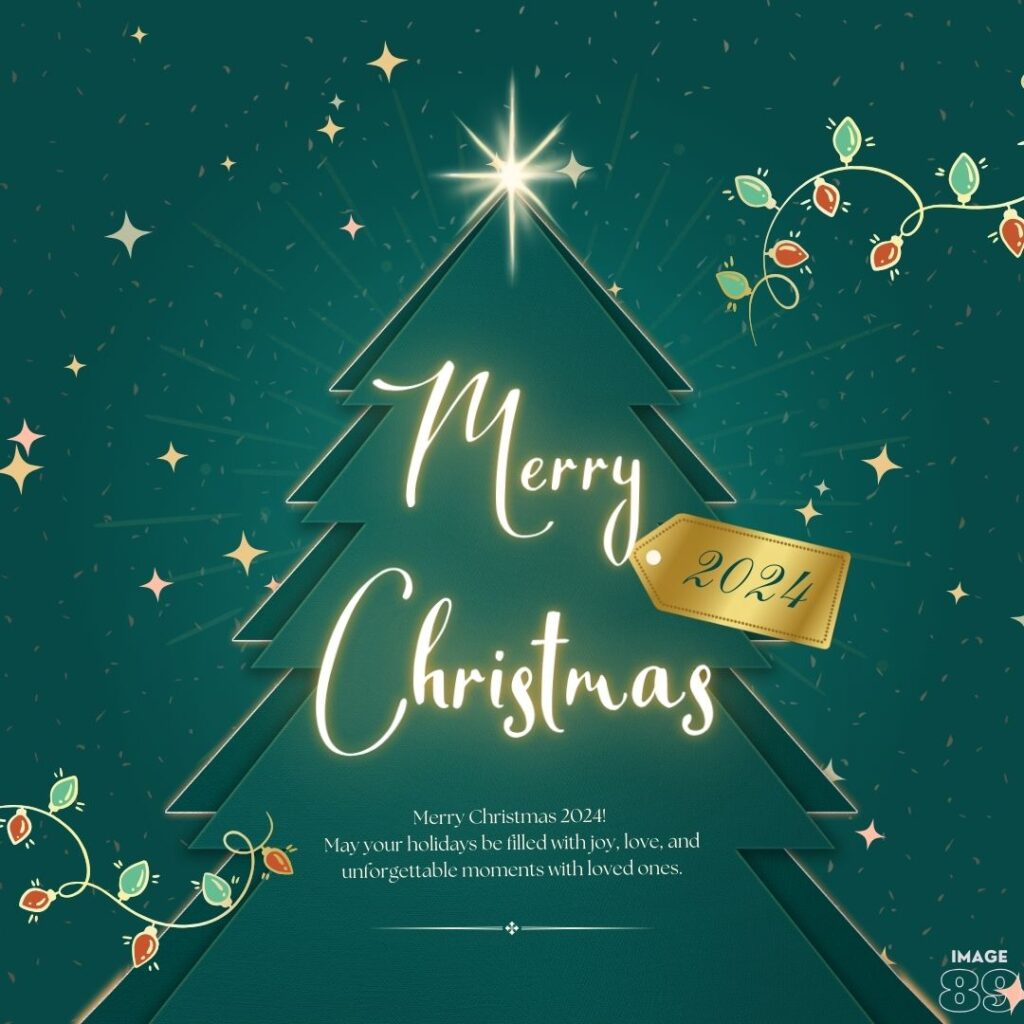 beautiful merry christmas image green colour background with christmas tree with family wishes